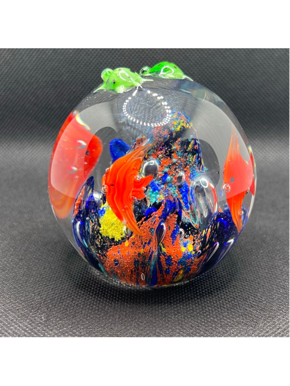 Glass Art Paperweight One Size Blue Red Unbranded